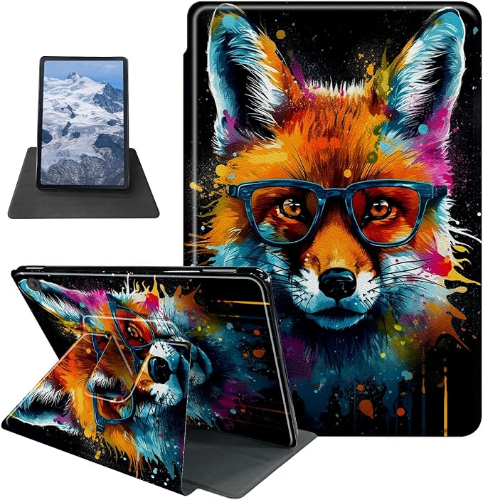 American Flag Deer Pattern Case for All-New Amazon Kindle Fire 7 Inch Tablet (9th/7th/5th Generation 2019/2017/2015 Release)360 Degree Rotating Stand Protective Cover with Auto Sleep/Wake