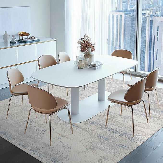 Washable Rug 6x9 Area Rugs for Living Room- Modern Abstract Rugs for Bedroom,Dining Room, Large Soft Low Pile Carpet with Non Slip Rubber Backing,Neutral Accent Rug for Nursery Home Office