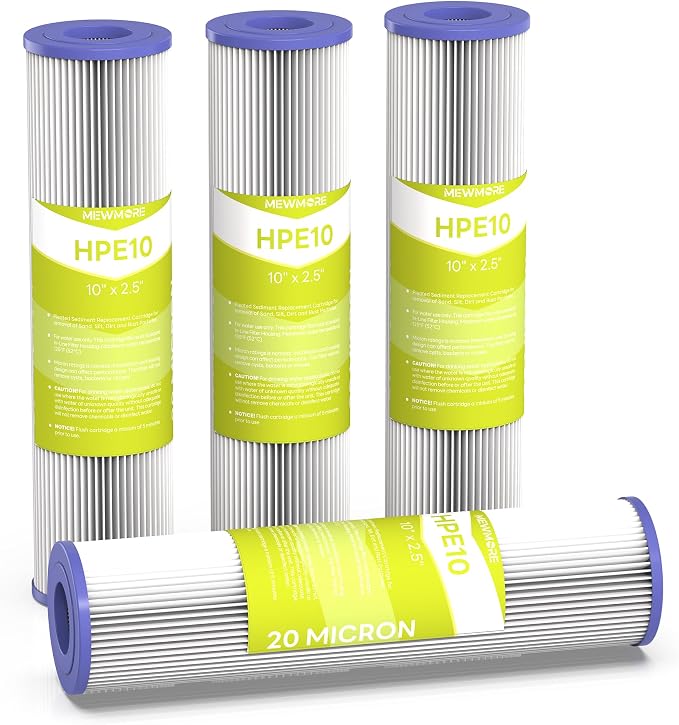 20 Micron Whole House Water Filter Cartridge, Pleated Sediment Filters