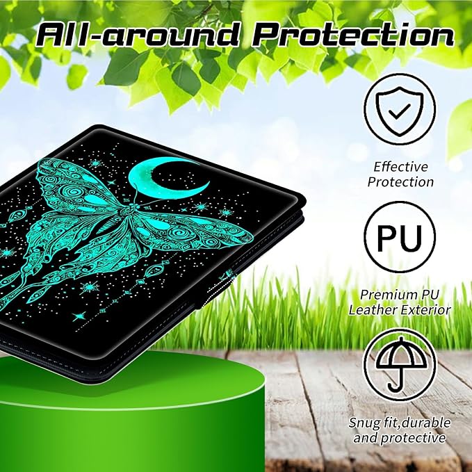 for Walmart Onn 10.1 2024 Onn 10.1 Gen 4 Universal Tablet Case 360 Degree Rotating Kickstand Protective Stand Case with Multiple Viewing PU Leather Shell Case Black Book Cat