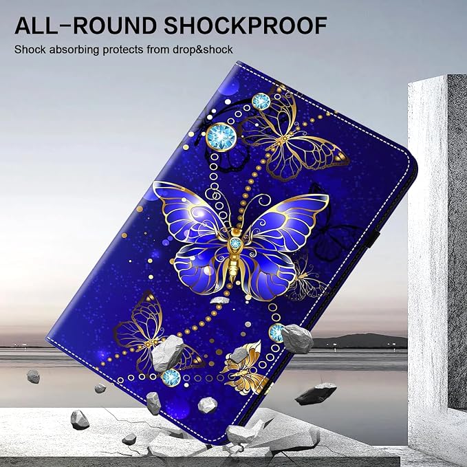 Case for Samsung Galaxy Tab A 10.1 2019 Model SM-T510/T515/T517 Stylus Holder Flip Wallet Leather Shockproof Cover for Galaxy Tab A SM-T510 Case Bicolor Marble