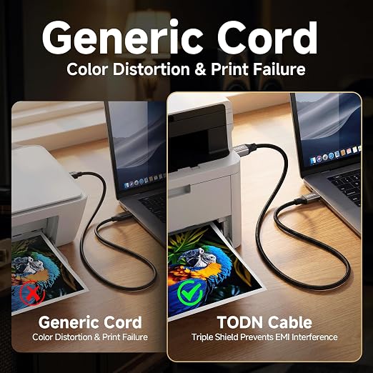 TODN Audiophile USB A to USB B Cable OCC Silver Plated USB Audio Cable HiFi 3.0 USB A to B Cable for DAC Sound Card Digital Piano Mixer Amplifier &amp Printer (9.8FT/3M)