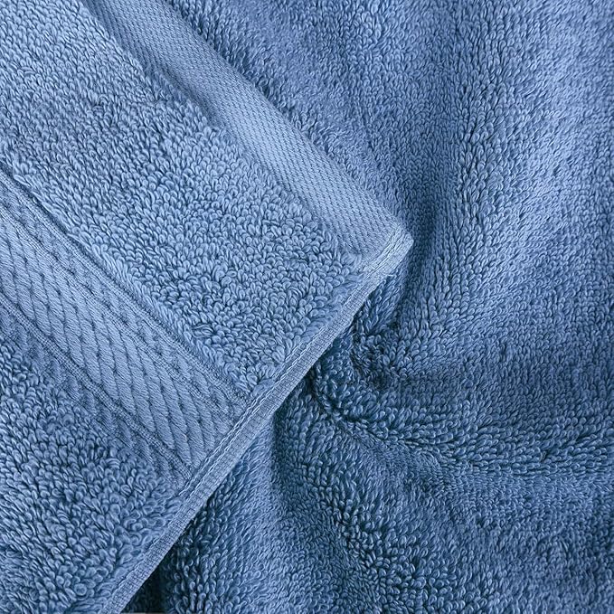 Superior Egyptian Cotton Pile Bath Sheet Set of 2, Ultra Soft Luxury Towels, Thick Plush Essentials, Absorbent Heavyweight, Guest Bath, Hotel, Spa, Home Bathroom, Shower Basics, Denim Blue