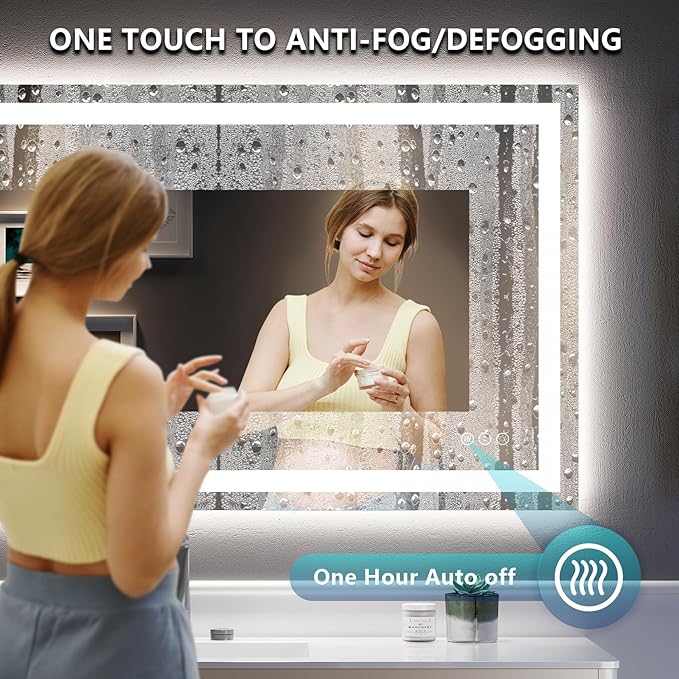 YEELAIT 36x36 Inch LED Bathroom Mirror with Lights Front and Backlit Lighted Vanity Mirror for Bathroom Wall with 3 Colors Dimmable Anti-Fog Memory Shatter-Proof IP54 Waterproof Horizontal/Vertical