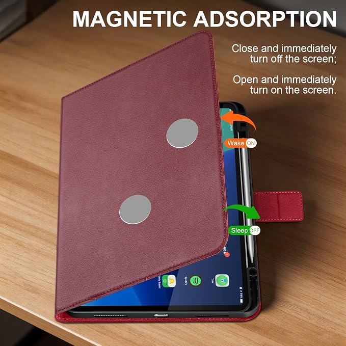 Leather Case for iPad 11th/10th Gen (11/10.9) Black | Genuine Leather Pencil Holder Adjustable Stand Magnetic Closure Auto Wake/Sleep