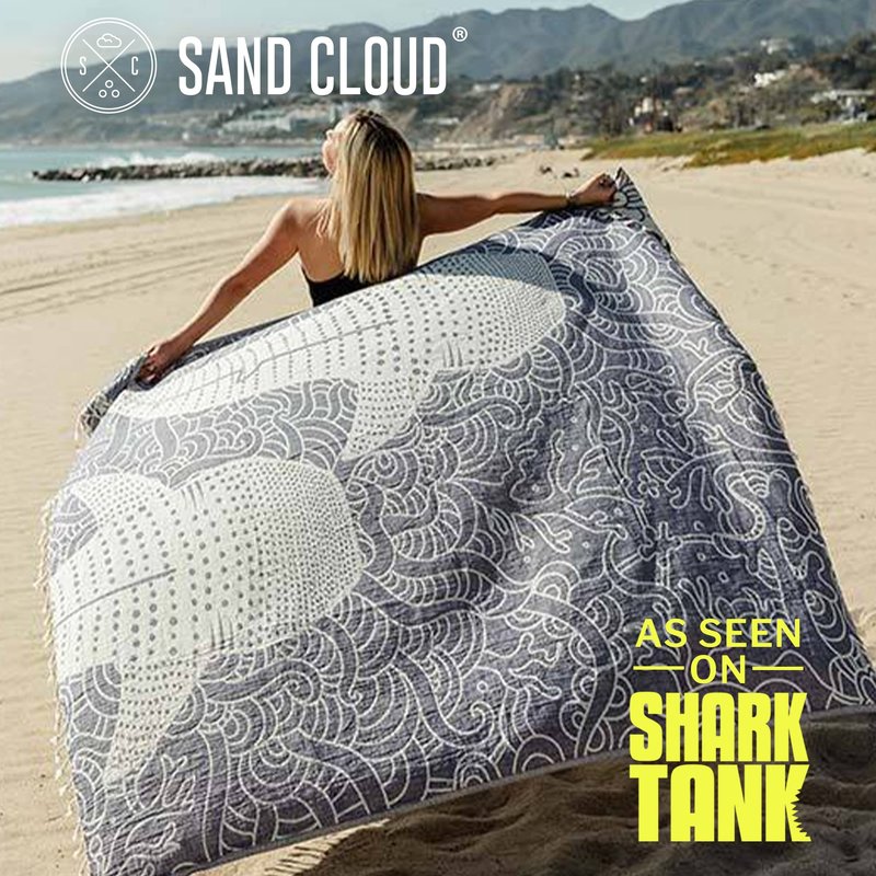 Sand Cloud Extra Large Turkish Beach Towel - 100% Organic Cotton Yarn Quick Dry for Beach, Picnic, Blanket or Bath As Seen on Shark Tank Marine Life (Whale XL)