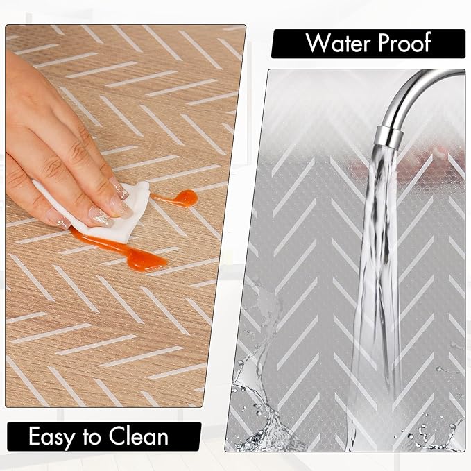 Cooyes Shelf and Drawer Liner for Kitchen Cabinets – Non-Adhesive, Waterproof, Non-Slip Cabinet Liners for Scratch Protection, Desk, Refrigerator, Shelves, Drawers with Modern Pattern