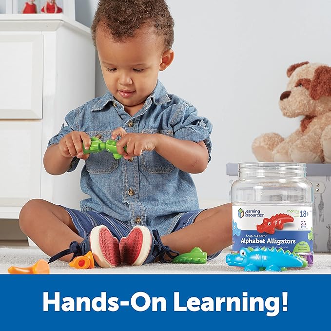 Learning Resources Snap-n-Learn Alphabet Alligators - Toddler Toys, Preschool ABC Activities, Fine Motor Skills, Alphabet Manipulatives, Phonetics and Reading, Sensory Gifts for Boys and Girls