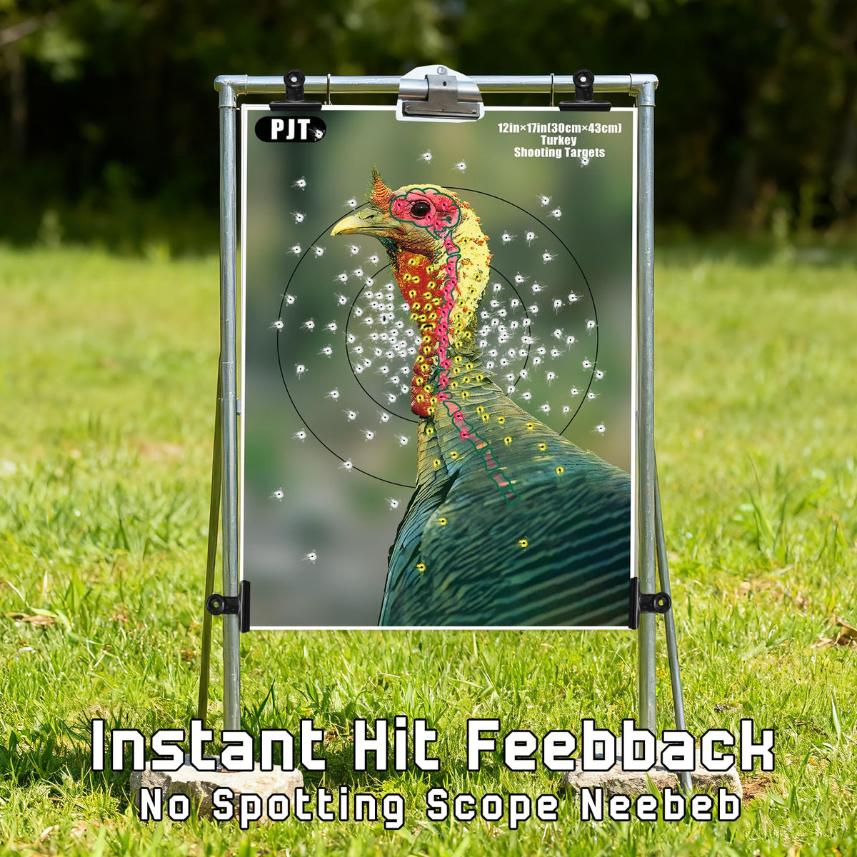 PJT 12 Pack Turkey Targets for Shotgun Patterning, 12"x17" Fluorescent Splatter Turkey Target with Head & Neck Kill Zone for 30–50 Yard Pattern Testing