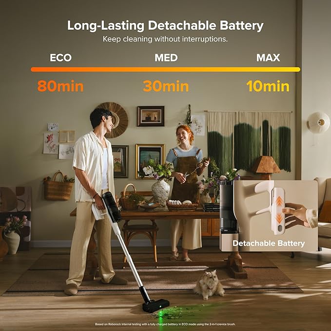 roborock H60 Hub Pro Cordless Stick Vacuum Cleaner with Auto-Empty Dock, 170AW Suction for Carpets and Pet Hair, Vacuum Cleaners with 80-Min Runtime, Anti-Tangle Brush, 140° Green LED Dust Detection
