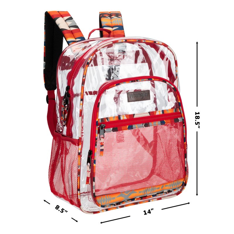Wrangler Clear Backpack for Girls- Water Resistant Clear Bookbag, Plastic See Through Backpack for Stadium Events and School