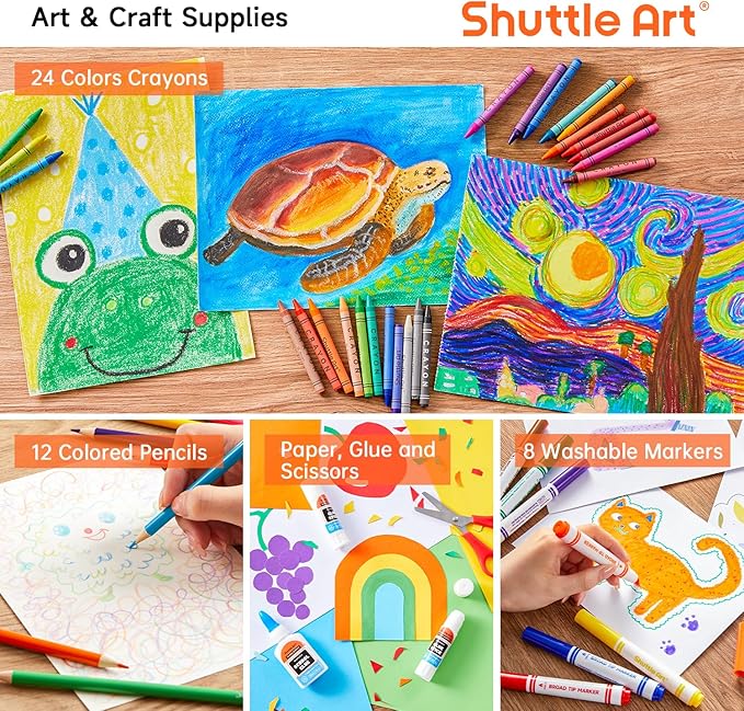Shuttle Art 102 PCS Back to School Supplies Kit, School Supply Box for Grades K-5, School Supplies for Kids and Students, Including Pencils, Pens, Markers, Erasers, Notebooks, Folders and More