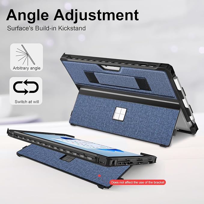 Case for 12.3 Microsoft Surface Pro 7+/7/6/5/4 Protective Rugged Cover Case with Surface Pen Holder and Hand Strap Compatible with Surface Pro Type Cover Keyboard (Black)
