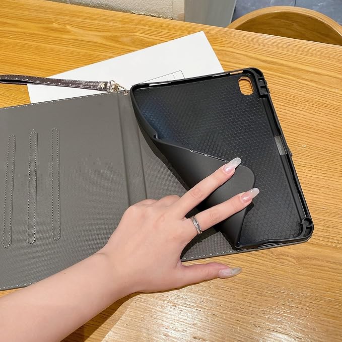 Checkered Case for iPad (A16) 11th Generation 11 Inch (2025) iPad 10th Generation 10.9 Inch (2022) with Pencil Holder (Black)
