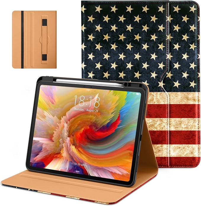 DTTO for iPad Pro 13 Inch Case (M5) 2025 / (M4) 2024 Brown | Premium Leather Business Cover with Pencil Holder Hand Strap &amp Pocket Corner Protection Auto Sleep/Wake Multiple Angles