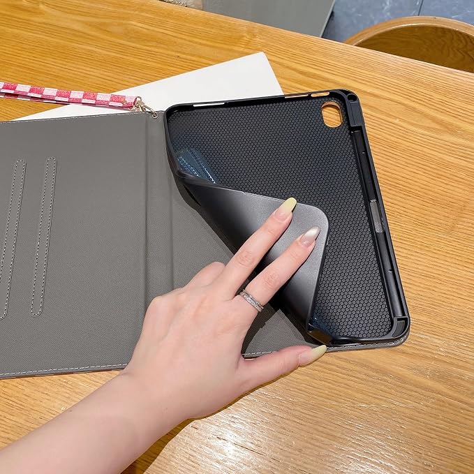 Checkered Case for iPad (A16) 11th Generation 11 Inch (2025) iPad 10th Generation 10.9 Inch (2022) with Pencil Holder (Black)