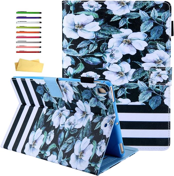for Apple iPad 10.2 Case 9th/8th/7th Generation Cover (2021/2020/2019) with Auto Wake/Sleep Ultra Thin Lightweight Trifold Stand Folio PU Leather &amp Hard Back Hybrid Cover Almond Blossom