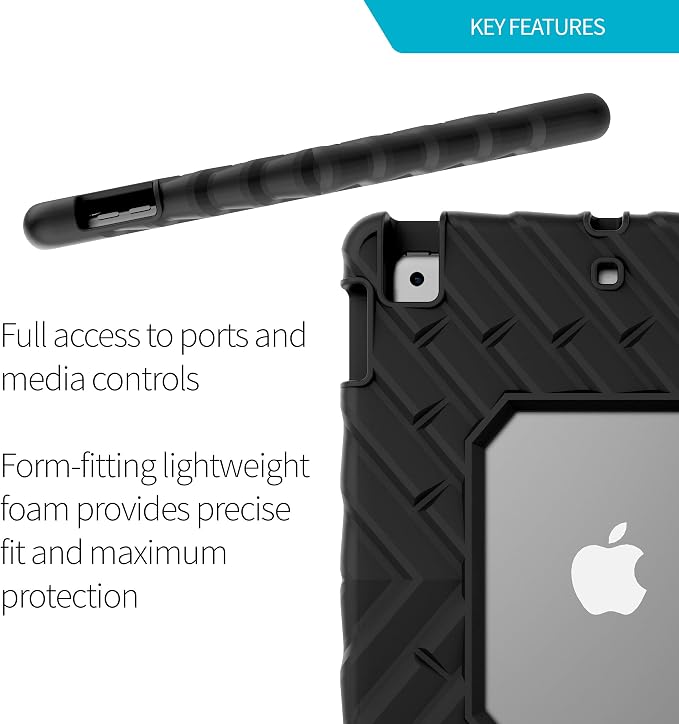 Gumdrop FoamTech Rugged case Fits Apple iPad 11th Generation (A16) &amp 10th Gen 10.9 inch Drop Tested Cover - Black