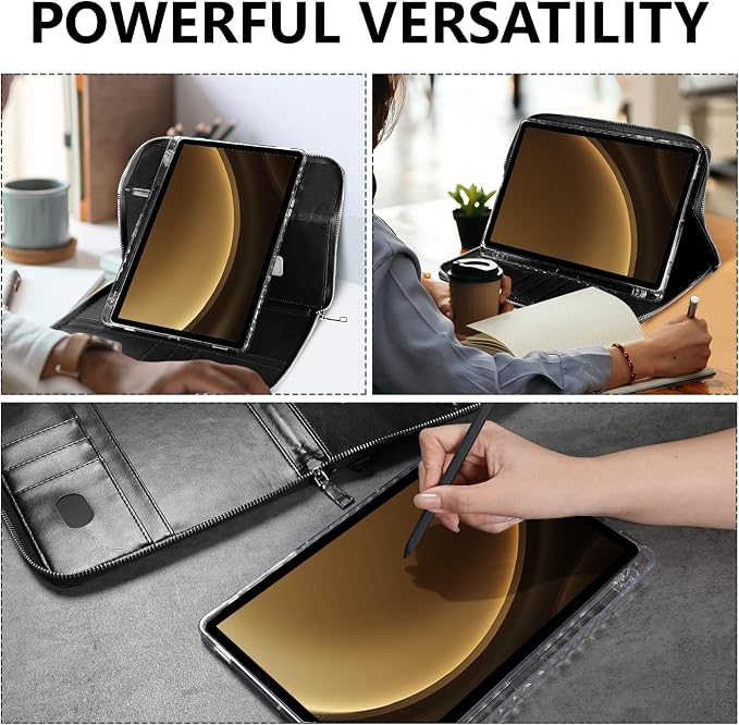 Case for Samsung Galaxy Tab S10 Lite / S10 FE / S9 FE 10.9-Inch / S9 11 | PU Leather / Zipper Bag / Clear Back Case / Hand Strap / Shoulder Strap / S-Pen Holder / Stand Cover