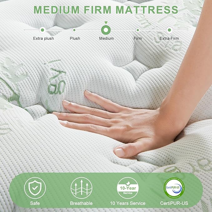 King Size Mattress 12 Inch, Medium Firm Memory Foam Hybrid Mattress with Individual Pocket Spring - Pressure Relief, Motion Isolation, Cool Sleep, 80" x 76"