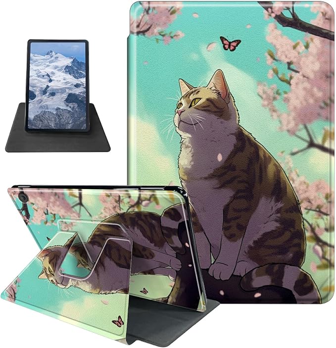 American Flag Deer Pattern Case for All-New Amazon Kindle Fire 7 Inch Tablet (9th/7th/5th Generation 2019/2017/2015 Release)360 Degree Rotating Stand Protective Cover with Auto Sleep/Wake