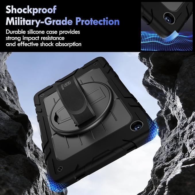 Case for Galaxy Tab A11 Plus 11 Inch 2025 and Galaxy Tab A9 Plus 11 Inch 2023 Heavy Duty Shockproof Rugged Protective Case with 360 Rotating Stand Kickstand Hand Strap and Shoulder Strap