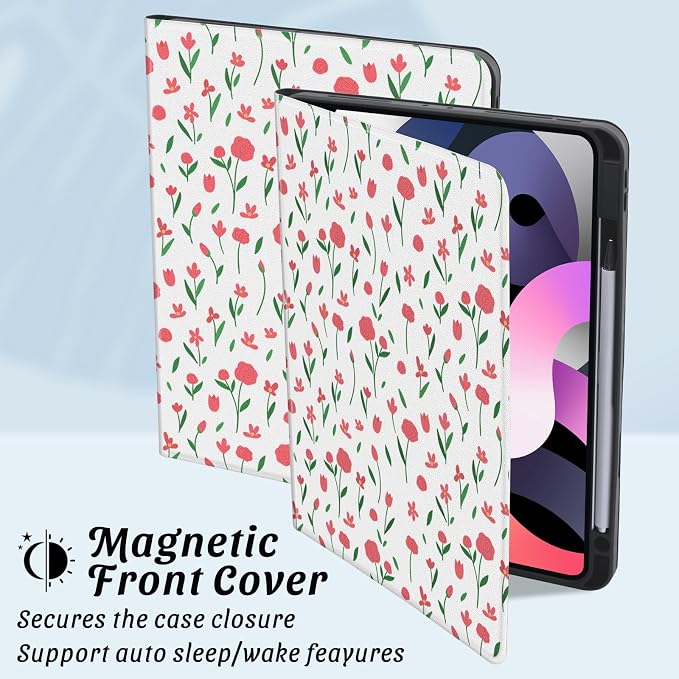 Cute Maple Bear Case for 10.2 iPad 2019/2020/2021(7th/8th/9th Gen) with Pencil Holder Auto Wake/Sleep Leather Soft TPU Back Cover for Women Girls