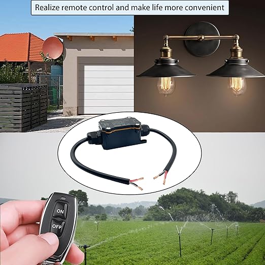 URANT Remote Control Switch,Waterproof Switch DC 12/24/48 Volts 20A,Wireless 433 MHz Transmitter-Receiver Kit,164 Ft Long-Distance Control,Suitable for Water Pumps,Lights,Fans,Vacuum Cleaners