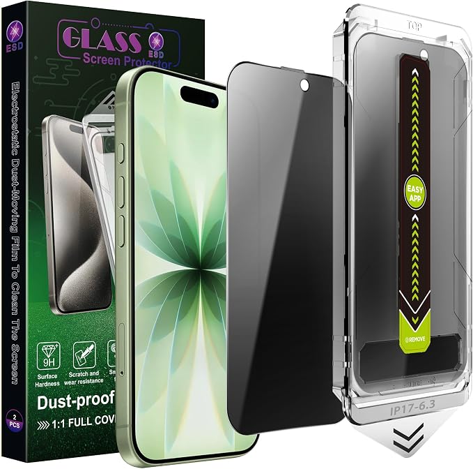 2-Pack Matte Privacy Anti-Spy Screen Protector for iPhone 17 Pro Max (6.9-Inch)Anti-Glare9H Tempered GlassFull CoverageAnti-FingerprintAuto Dust RemovalBubble-Free