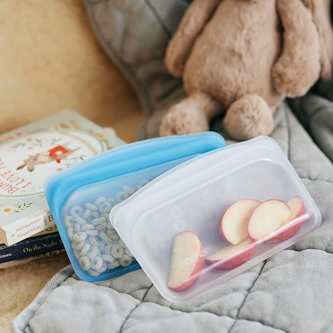 Stasher Premium Reusable Silicone Food Storage Snack Bag, Clear, 12 oz