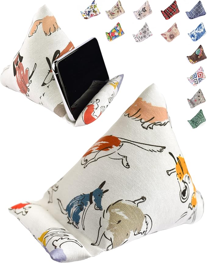 Handmade Phone Pillow Holder - The Wedge Mobile Device Stand - Fabric Phone Stand for All iPhones All Smartphones! 7 x 6.1 x 5.5 Inches (ABC)