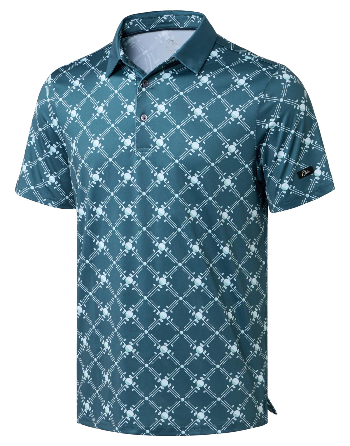 Obla Men's Print Golf Polo Shirts (Golf Checker Board_XXL)