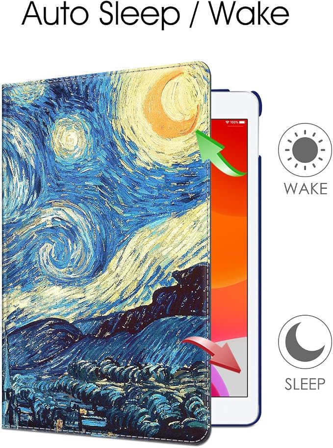 Fintie 360° Rotating Case for iPad 9th / 8th / 7th Generation 10.2 Inch | Swivel Stand Portrait &amp Landscape Viewing Shockproof Cover with Pencil Holder Auto Wake/Sleep Aqua Wave