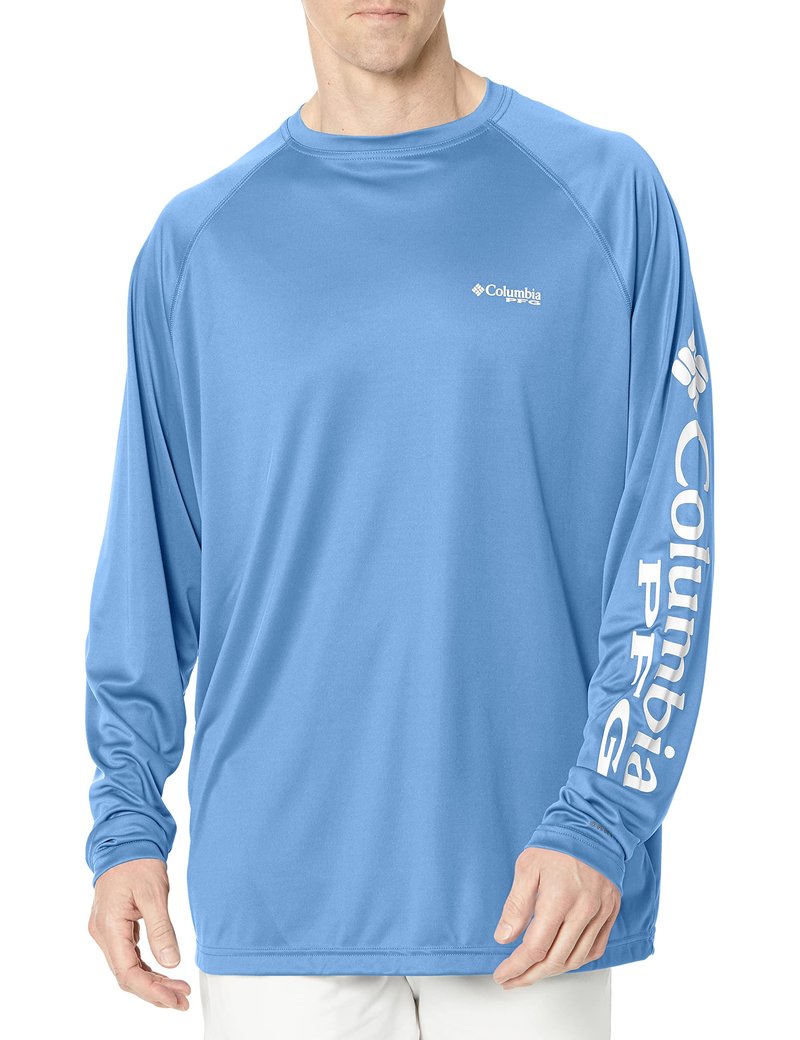 Columbia Men's PFG Terminal Tackle Long Sleeve Fishing Shirt, White Cap/White Logo, 2X Tall