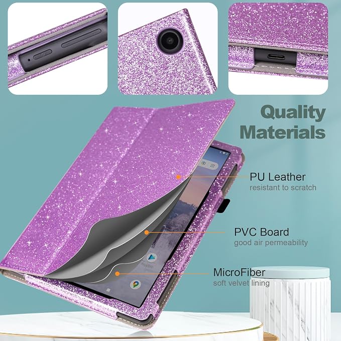 Case for T-Mobile Revvl Tab 2 Tablet - Folio Premium PU Leather Protective Stand Cover with Auto Sleep/Wake Almond Blossom