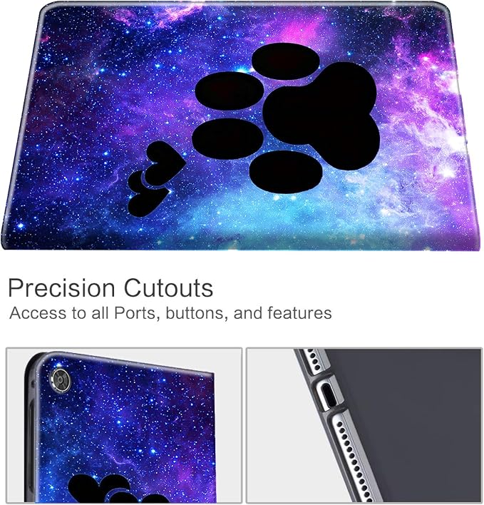 for 10.1 Amazon Fire HD 10 Tablet (13th Generation 2023 Release)PU Leather Multi-Angle Anti Slide Stand Cases with Auto Wake/SleepAnimals Dog Paws Galaxy