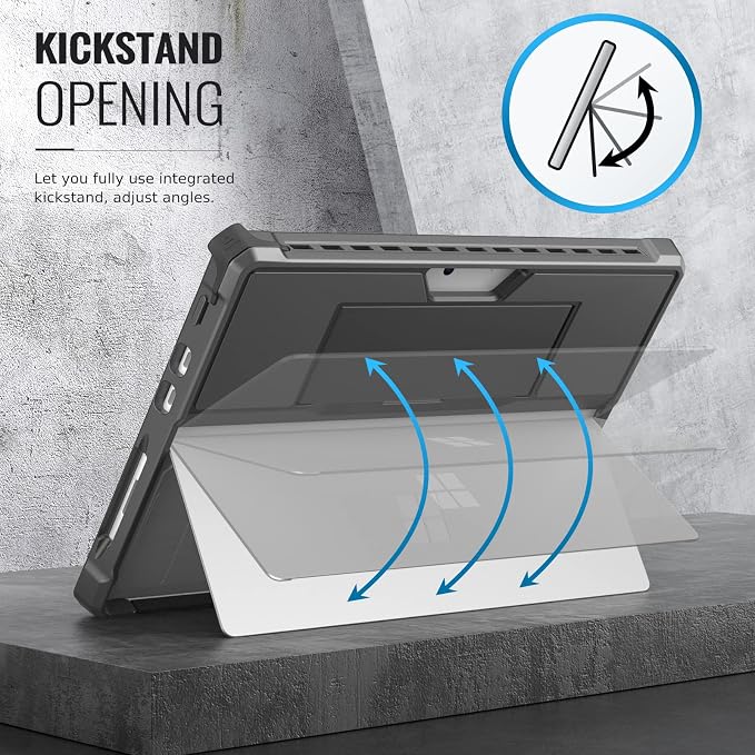 MoKo Case Fits Microsoft Surface Pro 8 13 2021 Release Tablet Black | All-in-One Protective Rugged Cover Case Hand Strap Compatible with Type Cover Keyboard