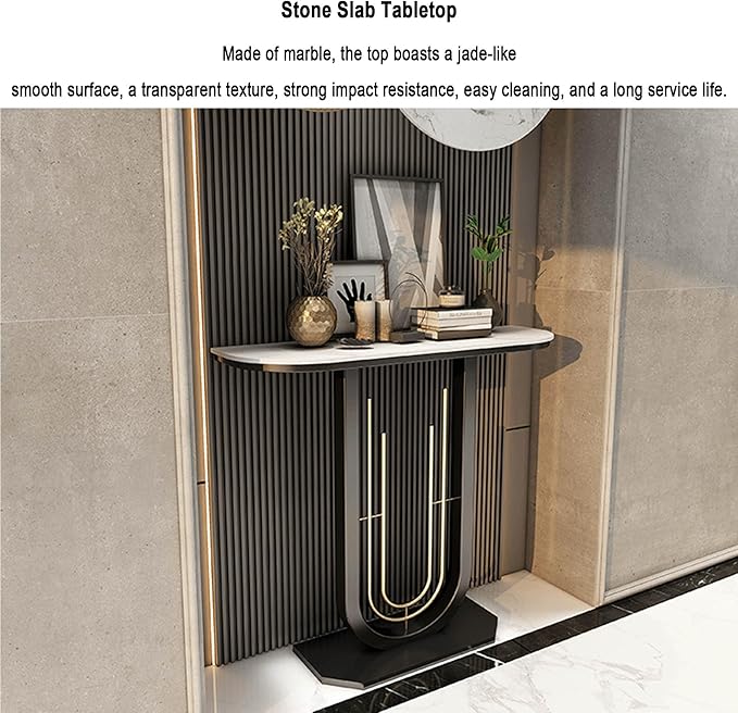 Console Table for Entryway Hall, Against Wall Hotel Long Porch table,stone top recibidor de entrada casa,Entry Home Wall Art Strip Table,for Living Room(B,39.4*11.8*31.5in/100*30*80cm)