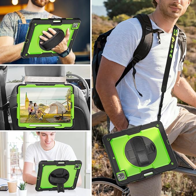 HXCASEAC Case for iPad Pro 12.9 Case (6th 5th 4th 3rd Generation) Shockproof Design | Pencil Holder | Hand Strap | Screen Protector | Heavy Duty Protective iPad 12.9 inch 2022/2021/2020/2018 - Black