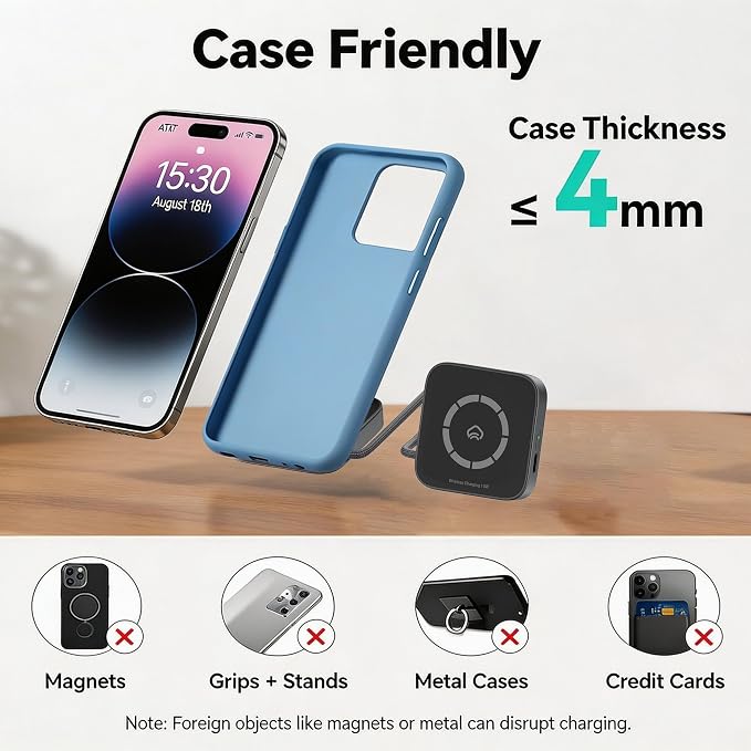 Magnetic Charger for iPhone Apple Magsafe Charger Fast Charging- Compatible with iPhone &amp AirPods 15w Wireless Charger Portable Cargador Inalámbrico (No AC Adapter)