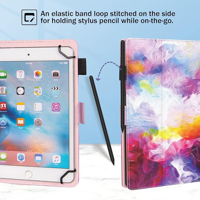 Dteck Universal Case (7.9 to 8.4) - Fold Stand Protective Flip Case for Apple iPad mini/Samsung Galaxy Tab 8.0 8.4 /Lenovo Tab 8 /onn. 100003561 8 Tablet Pro/Android Tablet 8 Inch (Blue Pink)