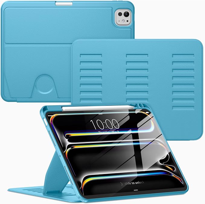 VIKESI Case for iPad Pro 11 inch (M5/M4) 2025/2024Multiple Angles Magnetic Stand CoverShockproof BackPencil Holderand Auto Sleep/WakeBlack