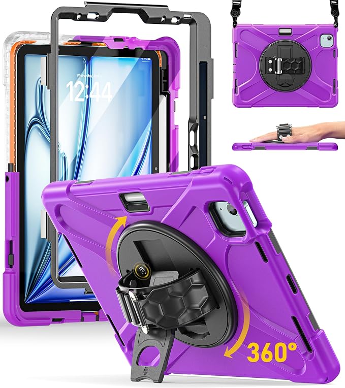 BRAECN Case for iPad Air 11 inch 2026(M4) 2025(M3) 2024(M2)iPad Pro 11 inch(4th/3rd/2nd/1st)&amp Air 10.9(5th/4th) Protective with Pencil Holder Screen Protector 360°Rotating Stand Handle Full Body