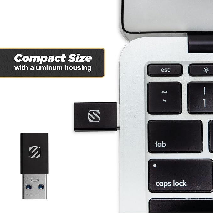 Scosche ACA-2PKSP Strikeline USB Type-C to USB Type-A Adapter 2 Pack - Black