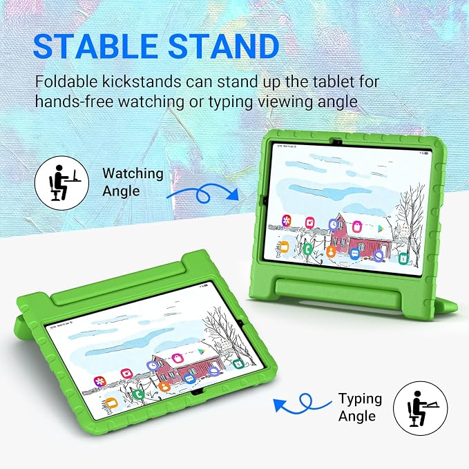 Kids Case for Samsung Galaxy Tab S6 Lite 10.4 Inch with S Pen Holder Black | Fits 2024/2020/2022 Released Shockproof EVA Lightweight Foldable Handle Stand Washable Kids-Friendly