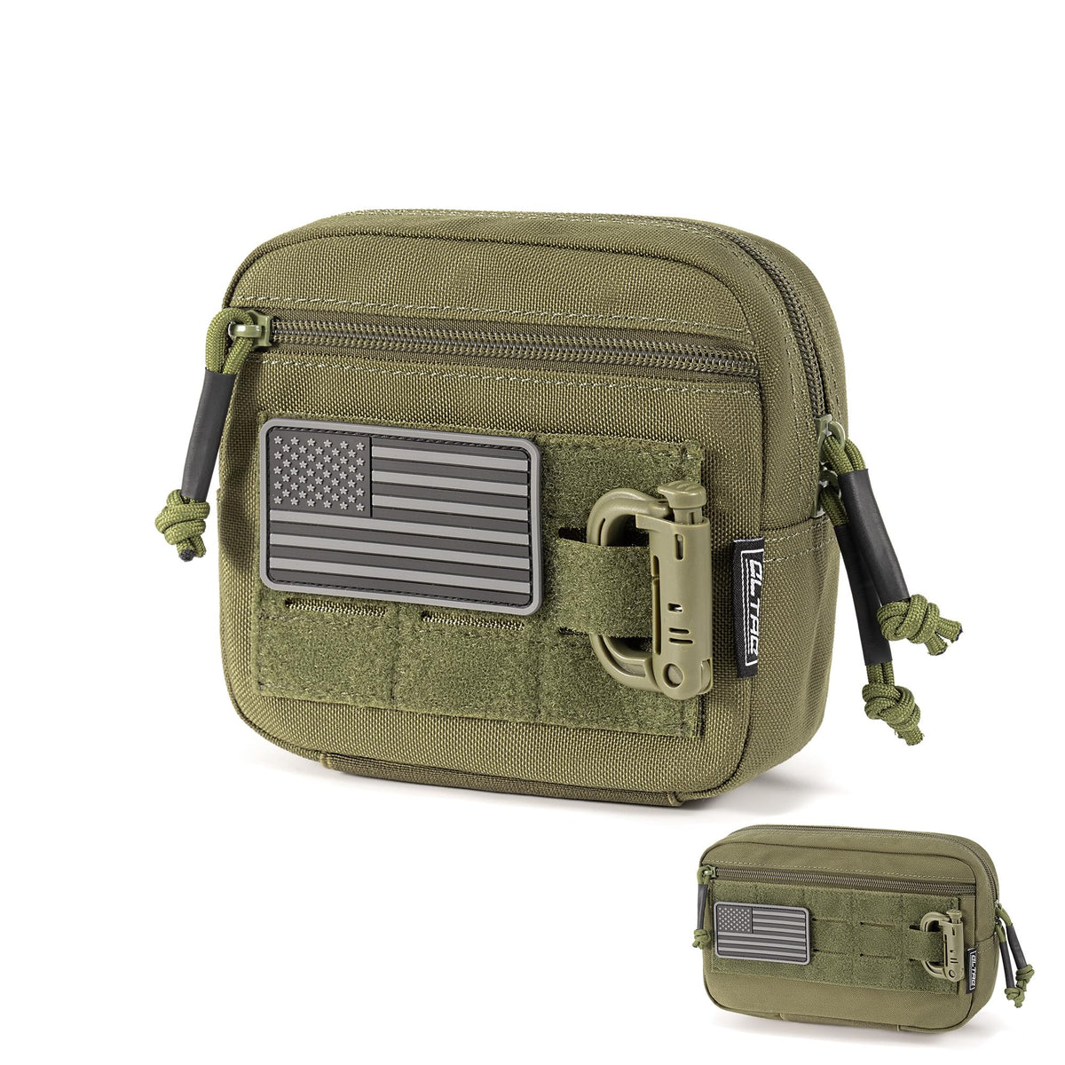 CLTAC Tactical Utility Admin Pouch Compact Molle Pouch EDC Tool Bag Versatile Organized Modular Pouches Include US Flag Patch & D-Ring