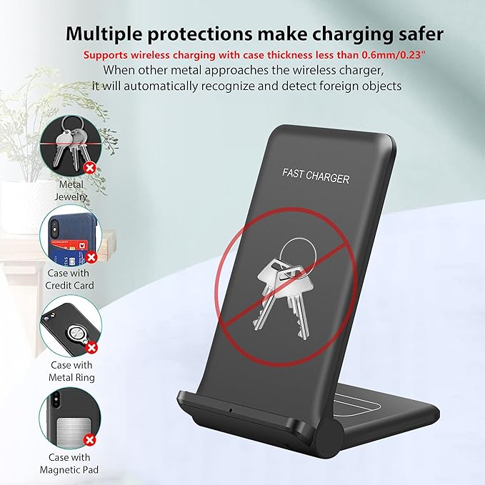 2 in 1 Wireless Charger,Foldable 20W Fast Wireless Charging Stand Compatible with iPhone 16/16 Pro/15/14/13/12/X/AirPods,Dual Phone Induction Charge Station for Samsung,Pixel,Xperia,LG(No Plug)