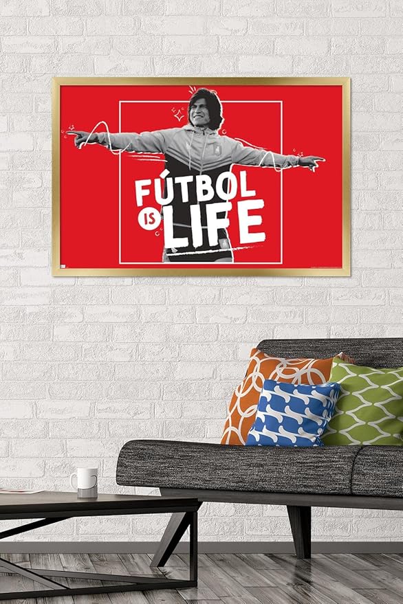 Ted Lasso - Futbol is Life Wall Poster, 34L" x 22.4W", Gold Framed Version