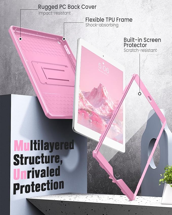 MoKo Shockproof Case Fit 2018/2017 iPad 9.7 6th/5th Generation Black | Heavy Duty Shockproof Full Body Rugged Hybrid Cover with Built-in Screen Protector for Apple iPad 9.7 Inch 2018/2017