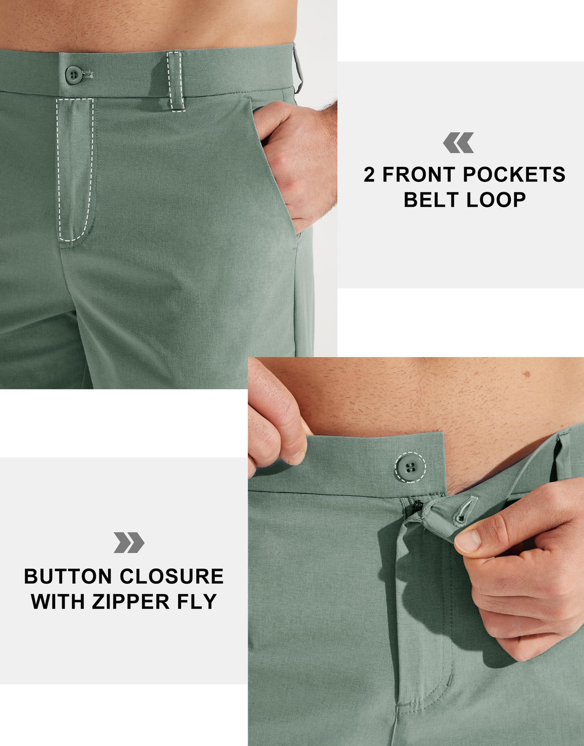 Libin Mens Golf Pants Stretch Work Dress Pants 30" Quick Dry Lightweight Business Casual Slacks for Men Travel Vocation Water Resistant, Sage Green, 40W x 30L
